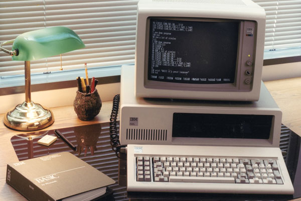 IBM's first personal computer on a desk