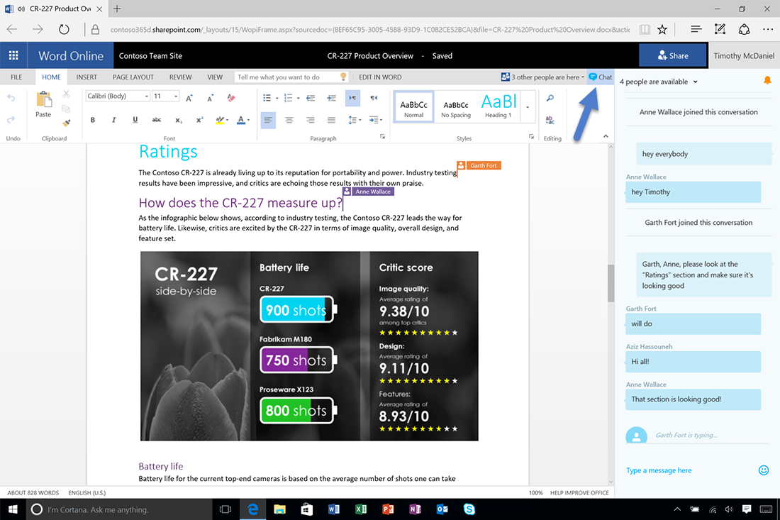 office online—chat with your co-editors in real-time - microsoft 365