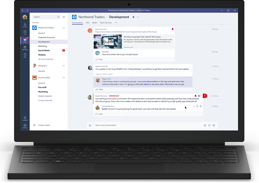 Chatting in Microsoft Teams.
