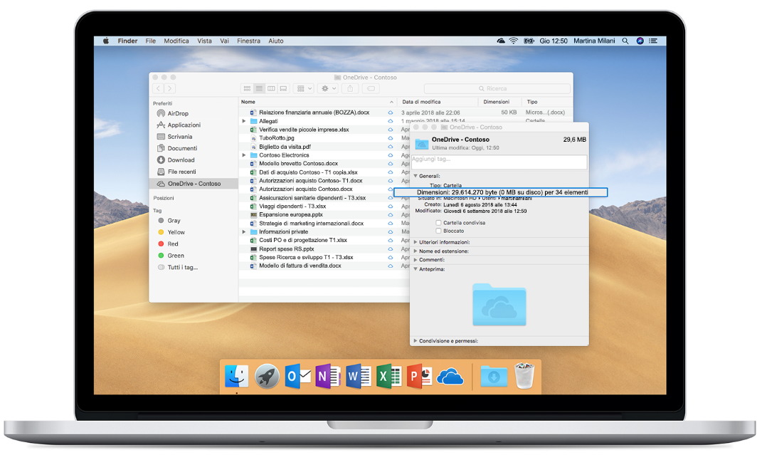 Immagine di un Mac che mostra File di OneDrive su richiesta.