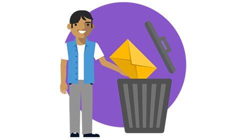 Graphic of person throwing an envelope in the trash