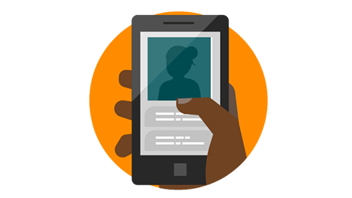 Graphic of a hand holding a mobile device