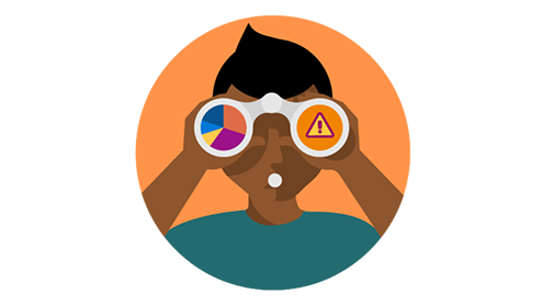 Graphic of a person looking through binoculars