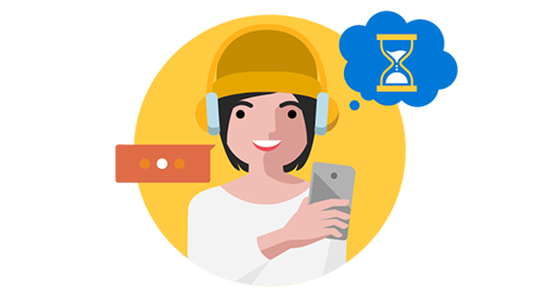 Graphic of a person holding a mobile device