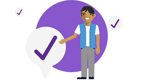 Graphic of a person next to a tick symbol