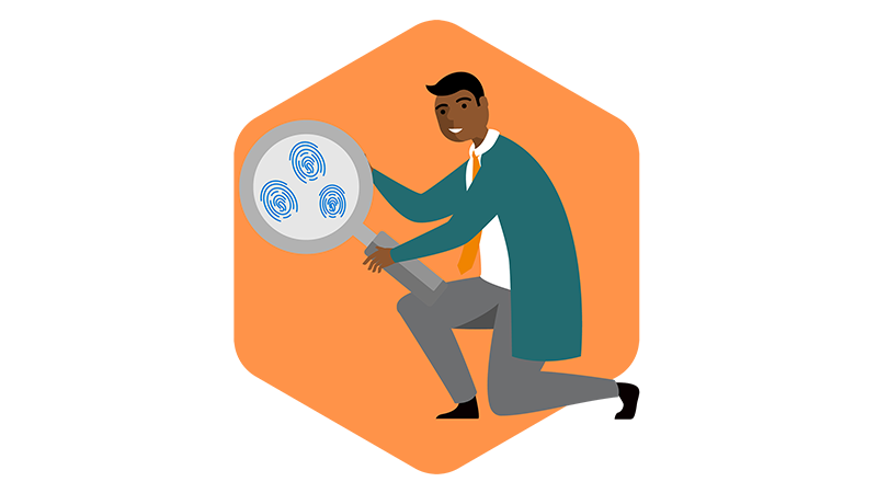 Graphic of a person holding a magnifying glass