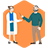 Graphic of a woman in a lab coat and a man holding a pointer