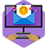Graphic of a computer screen and an envelope with money