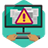 Graphic of a screen with a warning sign