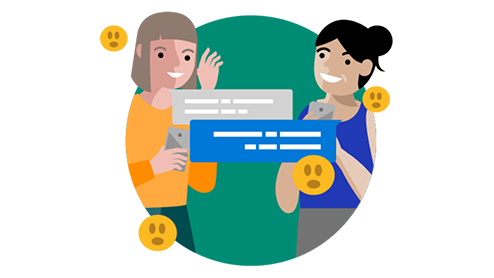 Guhit ng dalawang tao na nagmemensahe sa isa’t isa