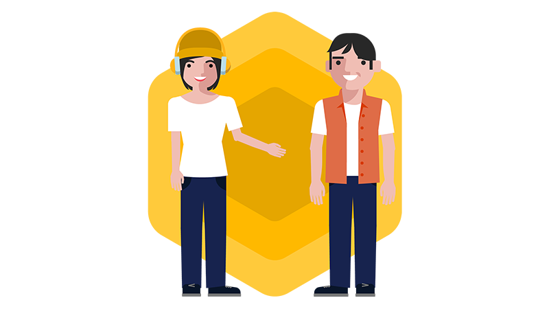 Guhit ng tao na nakikipagkamay sa isang tao