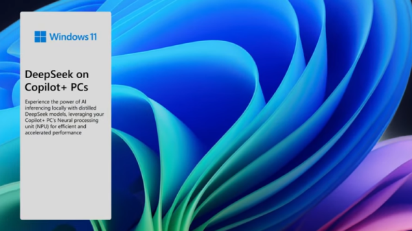 Screen capture of DeepSeek on Copilot+ PCs