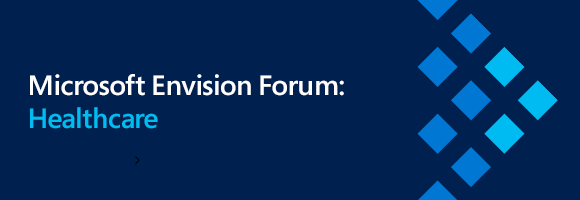 Das Logo des Envision Forum: Healthcare ist zu sehen. Es stellt einen großen Pfeil dar, der aus verschiedenen Quadraten zusammengesetzt ist.