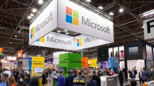Ansicht des Microsoft-Messestandes auf der EuroCis 2019 in Düsseldorf