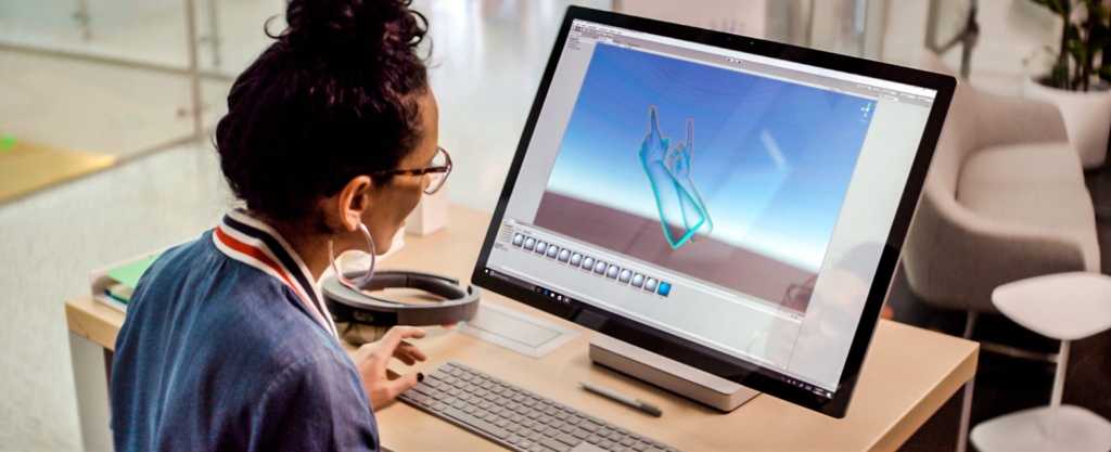 Photography depicts the development and design of AI applications.