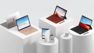 Neue Surface Devices, darunter auch ein Surface Pro X, die im Oktober 2019 vorgestellt wurden
