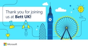 Logo der Veranstaltung Bett 2020 mit Zeichnungen verschiederer Sehenswürdigkeiten londons auf hellblauem Grund
