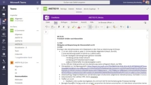 Lehrerprotokoll in OneNote für das Staffelstabprinzip