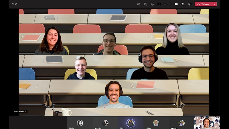 Screenshot eines Schulmeetings in Microsoft Teams