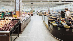 People displayed in a supermarket setting