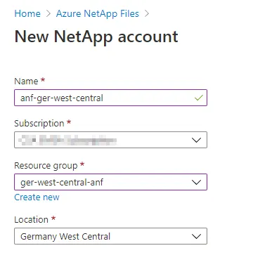 NetApp Account erzeugen