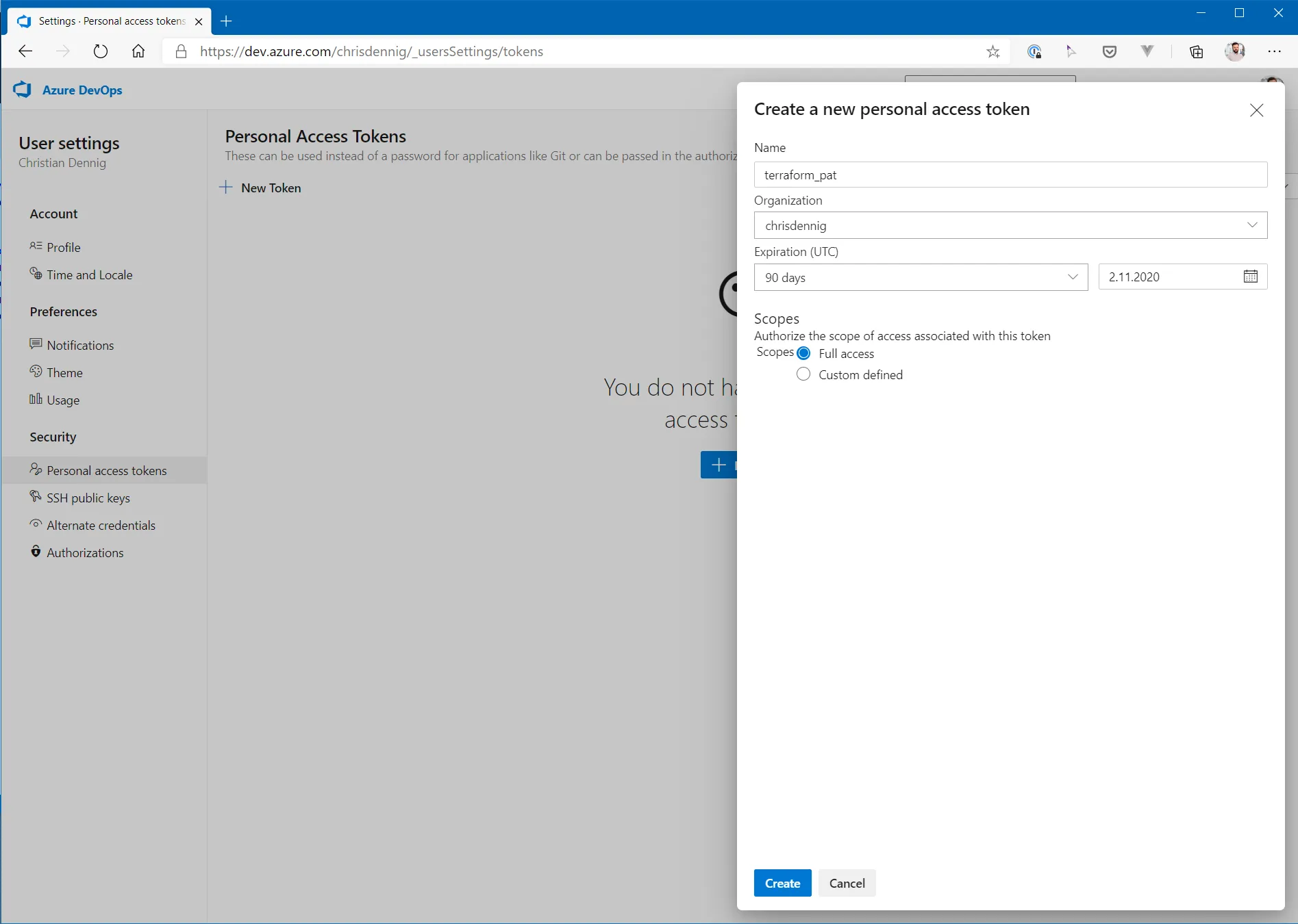 Personal Access Token