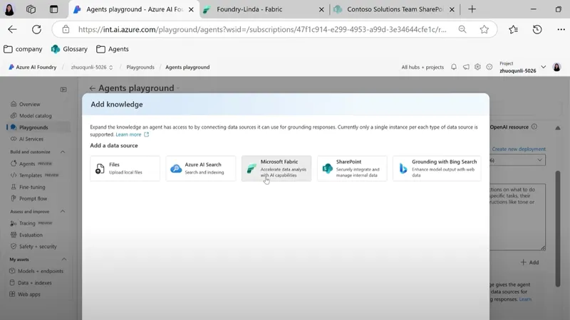 Screenshot Video: Integrating Fabric with Azure AI Foundry Demo