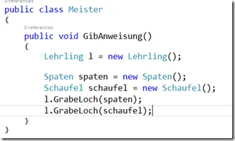 Code für Werkzeugauswahl