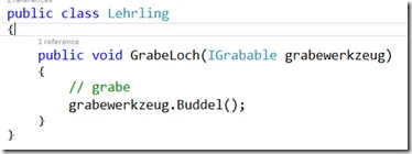 Code von Lehrling der ein Loch graben kann.