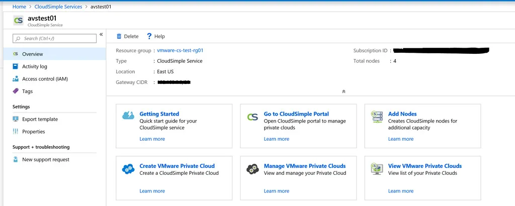 Überblick zu VMware on Azure: Optionen nachdem der Service erstellt wurde