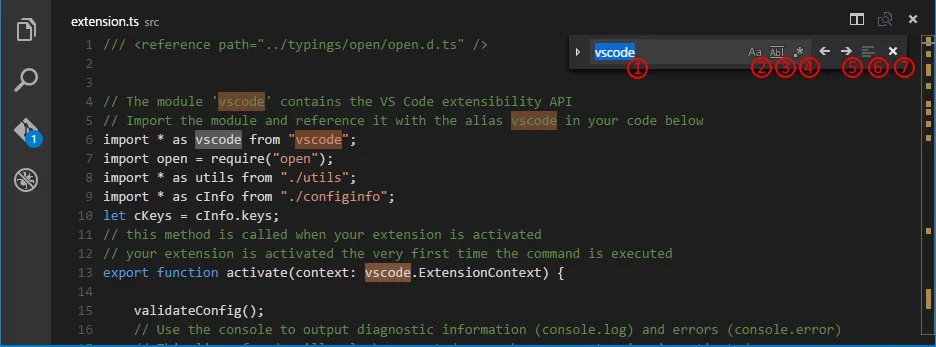 Abbildung 1: Lokale Suche in VS Code Abbildung 1: Lokale Suche in VS Code