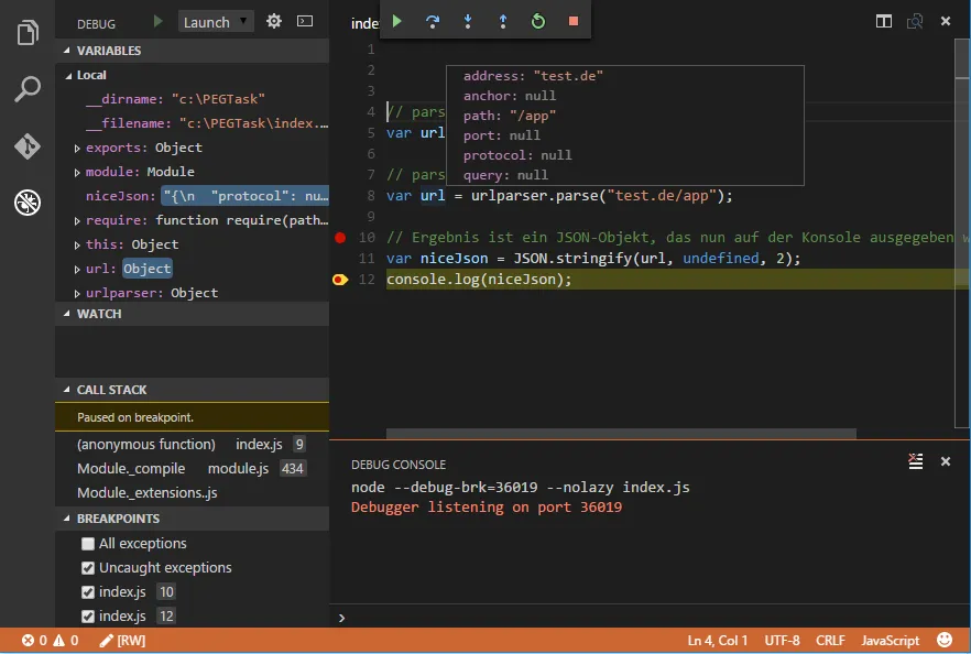 Abbildung 7: Debug Ansicht Abbildung 7: Debug Ansicht