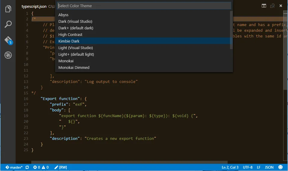Abbildung: Menü „File -> Preferences -> Color Theme