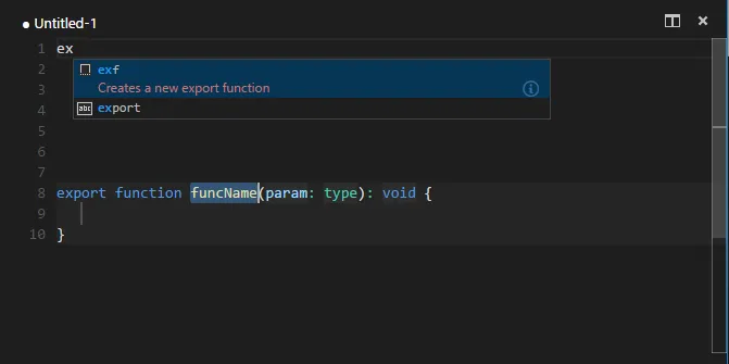 mit exf zeigt Visual Studio ein Snippet mit einer Erklärung an