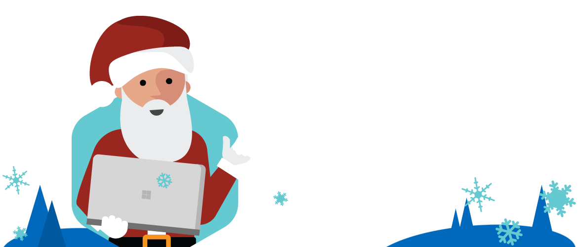 Ein Weihnachtsmann wünscht im Namen des TechWiese Teams frohe Weihnachten
