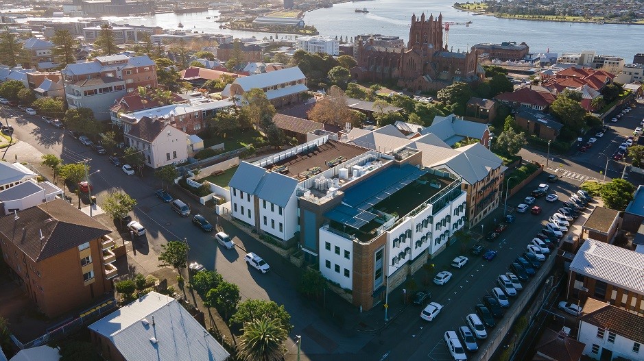 A aerial view of a city