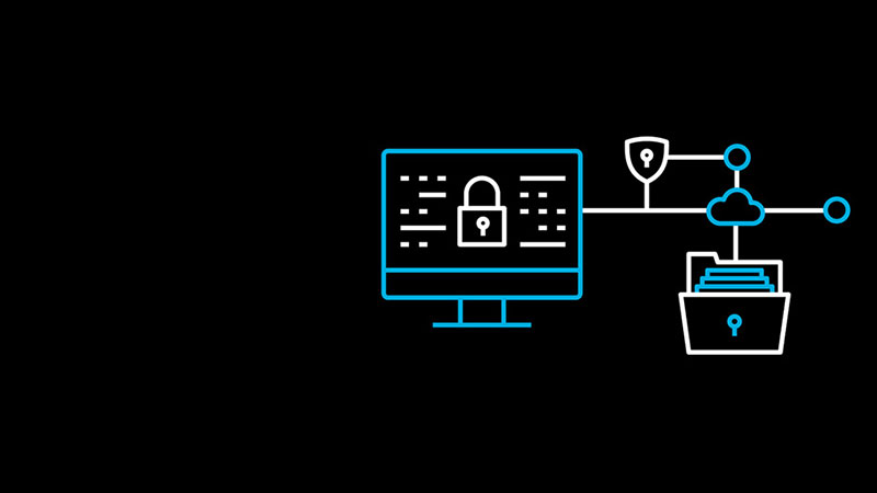 An illustration of a computer connected to cloud documents
