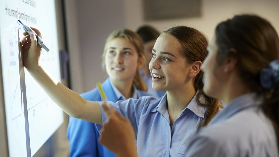 A group of people in a classroom