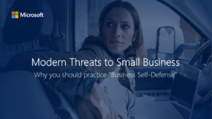 Cover of the "Modern threats to small business" ebook by Microsoft