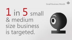 Graphic with text that reads 1 in 5 small &amp; medium size business is targeted.