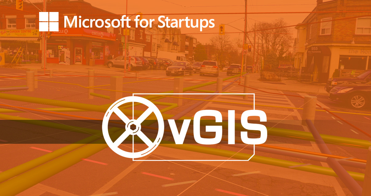 Graphic featuring the vGIS and Microsoft for Startups logos