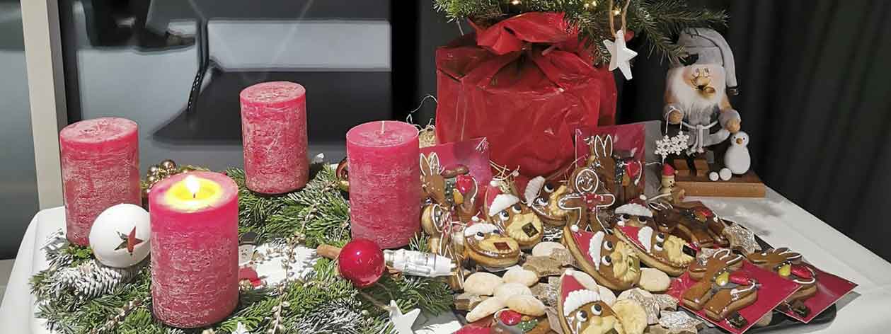 Christmas decorations on table