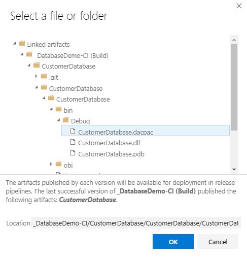 The 'Select a file or folder' dialogue option, with the .dacpac file highlighted.