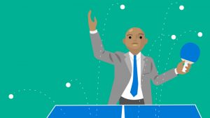 Illustration of a businessman playing ping pong