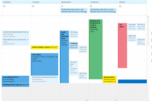 An example of a colour coded calendar in Outlook