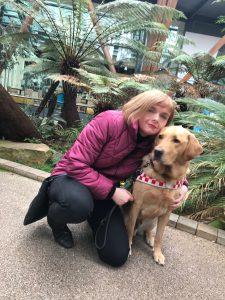 Jo-Ann Moran, Disability Workplace Adjustments, Diversity and Inclusion Team, Human Resources, Home Office and her dual-purpose assistance dog, Ike.