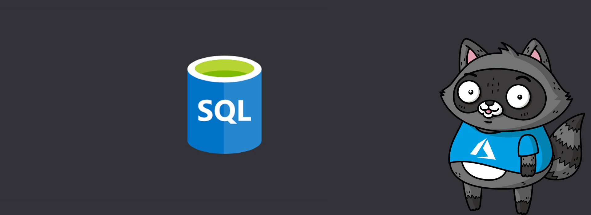 A SQL icon, next to a picture of Bit the Raccoon.