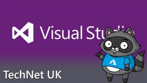 The Visual Studio logo with a picture of Bit the Raccoon on the right.