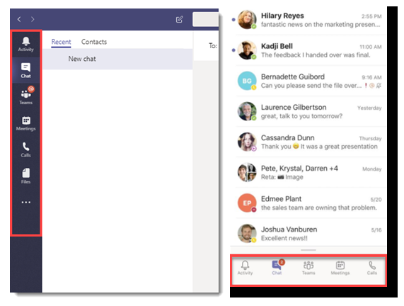Microsoft Teams showing different user interfaces in a healthcare setting