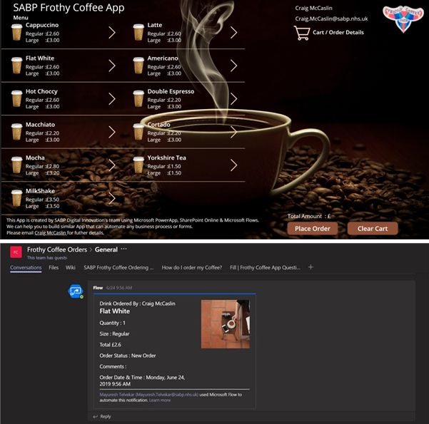One NHS Trust used Microsoft products to create a coffee-ordering app